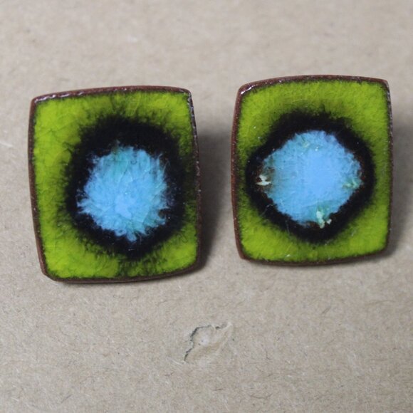 Vintage Bronsted Danmark/Denmark Modernist Ceramic Brooch Clip Earrings Set - Picture 4 of 6